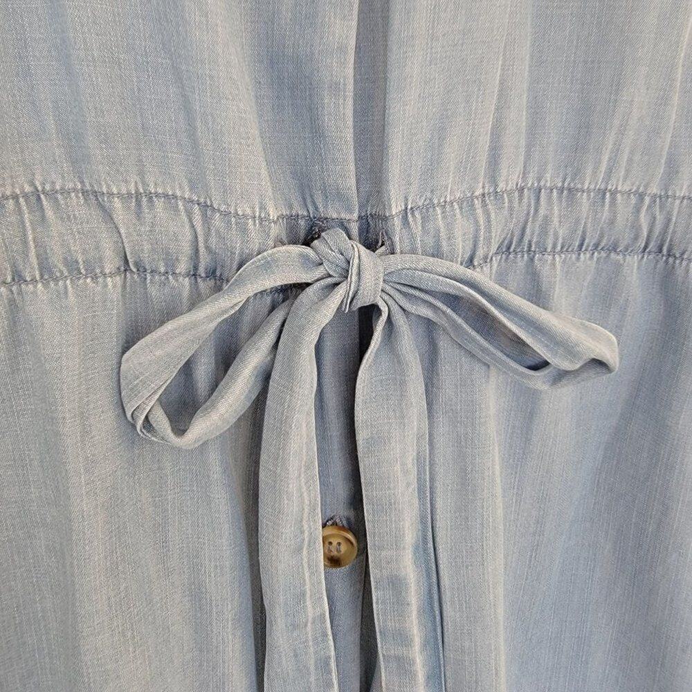 Saks Fifth Avenue Chambray Button Down Dress Womens Size M Light Blue Lyocell - Picture 4 of 10